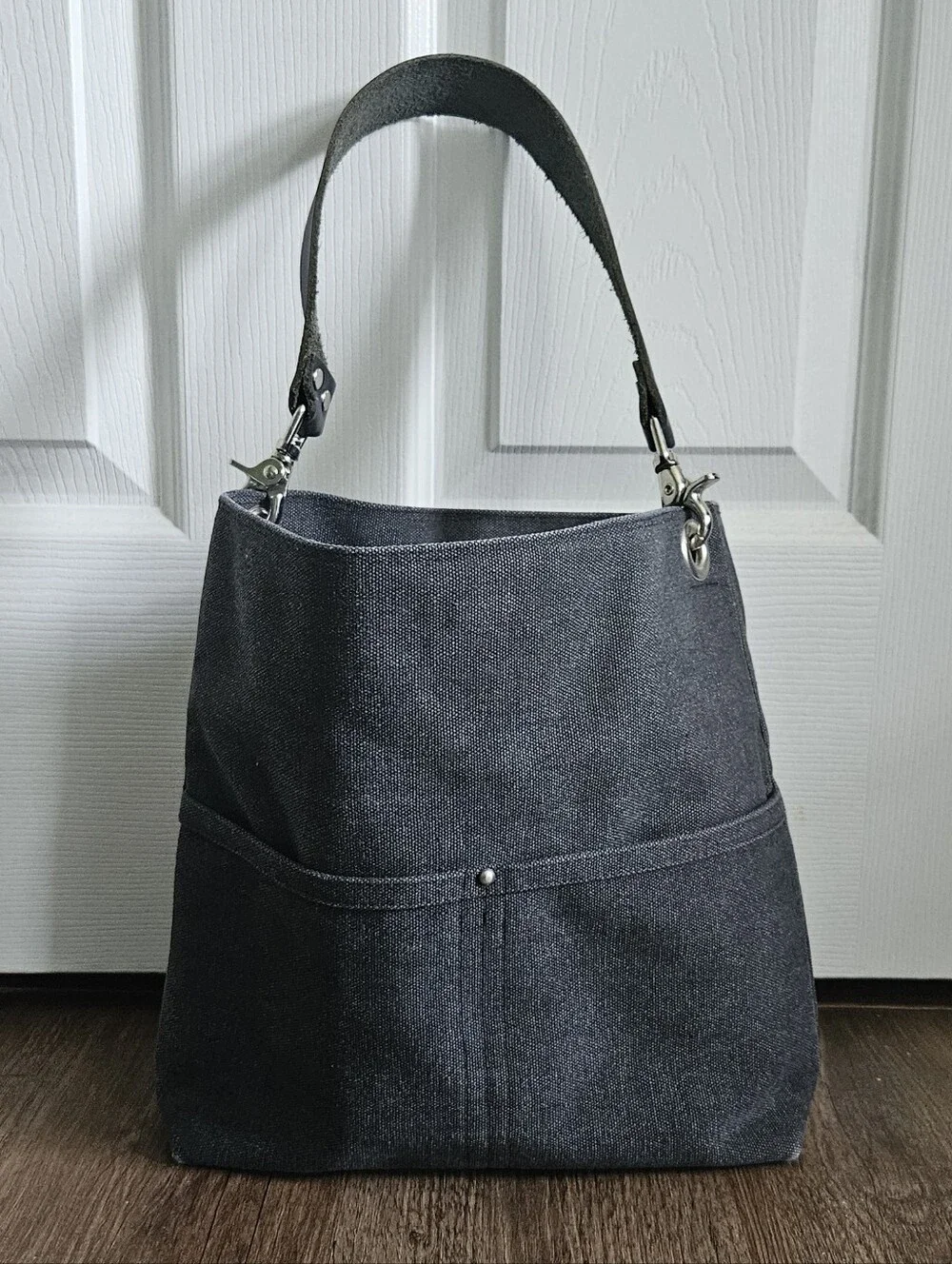 Classic Grey Canvas Shoulder Bag - Independent Reign Bucket Bag
